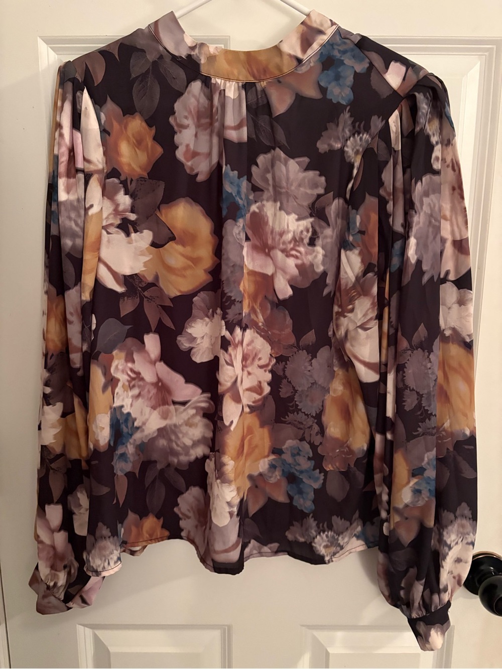 Flying Tomato Floral Mock-Neck Blouse in Black and Yellow
